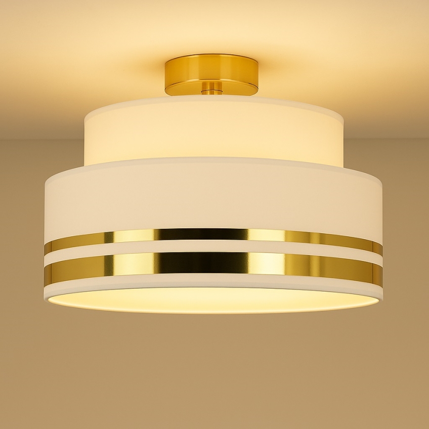 Loftlampe TAMI 1xE27/60W/230V cremefarvet/guldfarvet