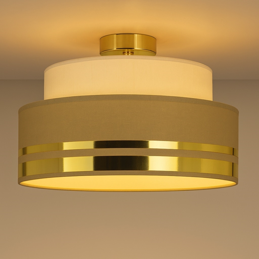 Loftlampe TAMI 1xE27/60W/230V diameter 40 cm beige/brun/guldfarvet