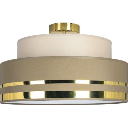 Loftlampe TAMI 1xE27/60W/230V diameter 40 cm beige/brun/guldfarvet