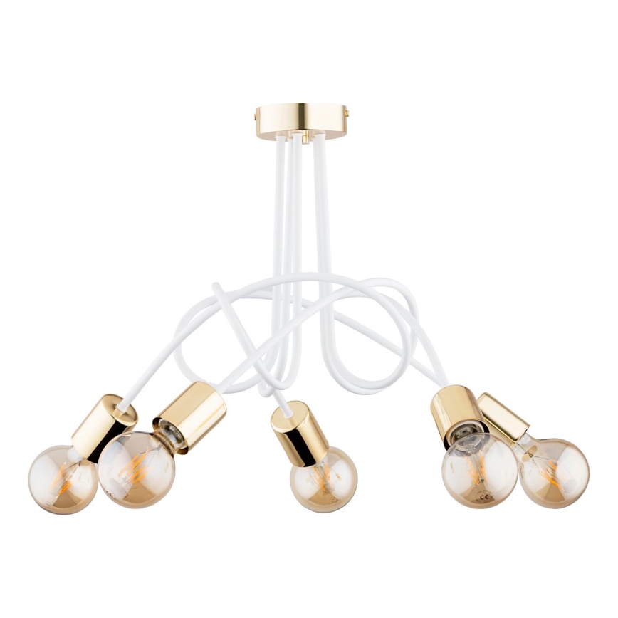 Loftlampe TANGO 5xE27/15W/230V hvid/guldfarvet