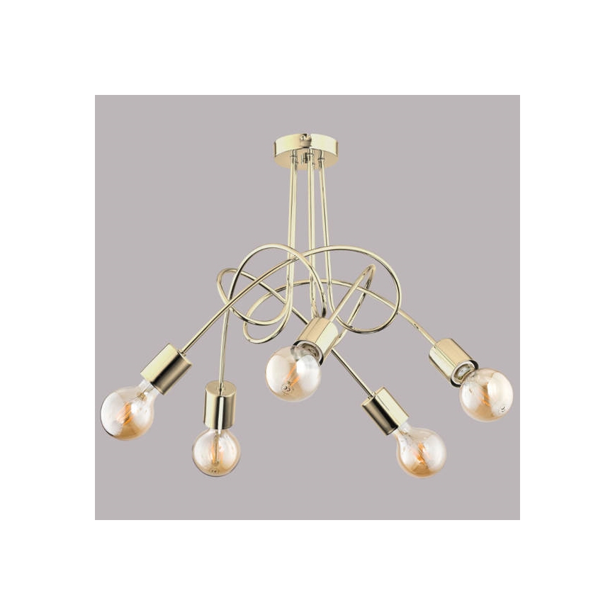 Loftlampe TANGO 5xE27/60W/230V guldfarvet