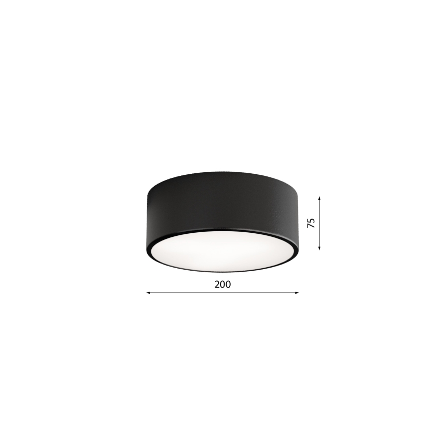 Loftlampe til badeværelse CLEO 1xE27/24W/230V diameter 20 cm sort IP54
