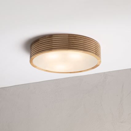 Loftlampe til badeværelse LINARO 3xE27/15W/230V IP54, egetræ Ø 37 cm