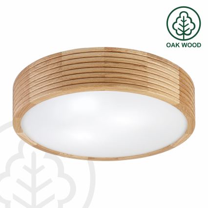 Loftlampe til badeværelse LINARO 3xE27/15W/230V IP54, egetræ Ø 37 cm