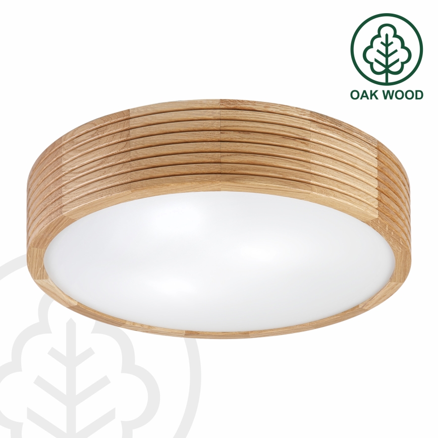 Loftlampe til badeværelse LINARO 3xE27/15W/230V IP54, egetræ Ø 37 cm