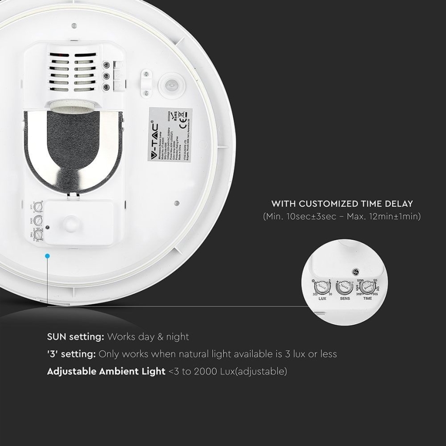 Loftlampe til badeværelse med sensor 1xE27/60W/230V IP44 ø 29,6 cm