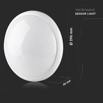 Loftlampe til badeværelse med sensor 1xE27/60W/230V IP44 ø 29,6 cm