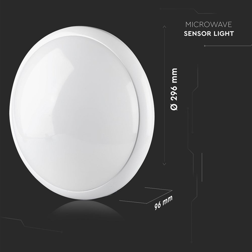 Loftlampe til badeværelse med sensor 1xE27/60W/230V IP44 ø 29,6 cm