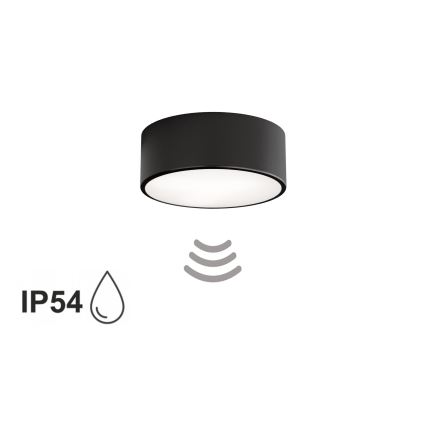 Loftlampe til badeværelse med sensor CLEO, 1xE27/24W/230V, Ø20 cm, IP54, sort