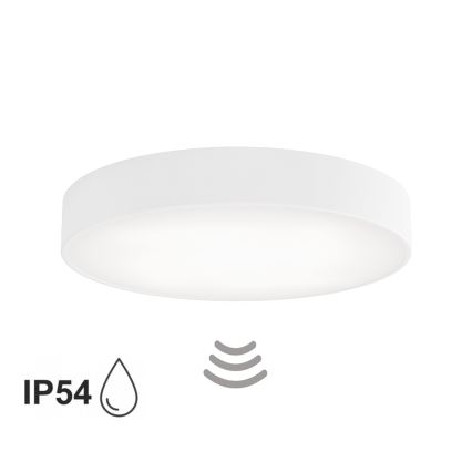 Loftlampe til badeværelse med sensor CLEO 4xE27/24W/230V Ø 50 cm IP54 hvid