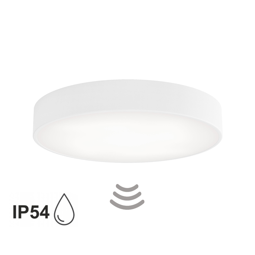 Loftlampe til badeværelse med sensor CLEO 4xE27/24W/230V Ø 50 cm IP54 hvid
