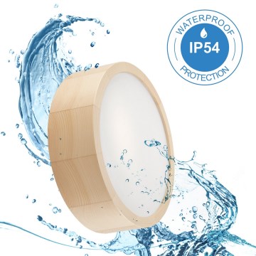 Loftlampe til badeværelse NATURAL 2xE27/15W/230V IP54 fyrretræ ø 27 cm - FSC certificeret