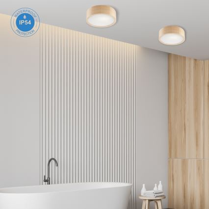 Loftlampe til badeværelse NATURAL 2xE27/15W/230V IP54 fyrretræ ø 27 cm