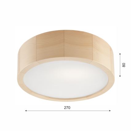 Loftlampe til badeværelse NATURAL 2xE27/15W/230V IP54 fyrretræ ø 27 cm