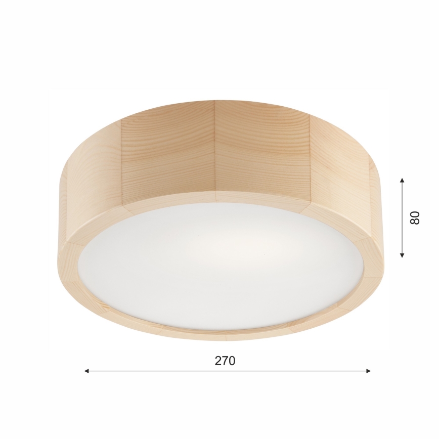 Loftlampe til badeværelse NATURAL 2xE27/15W/230V IP54 fyrretræ ø 27 cm
