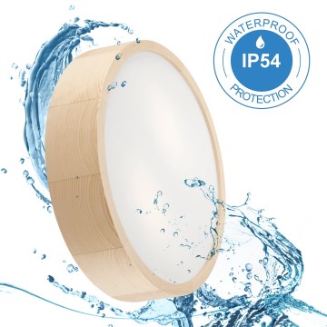 Loftlampe til badeværelse NATURAL 3xE27/15W/230V IP54 fyrretræ ø 37 cm - FSC certificeret
