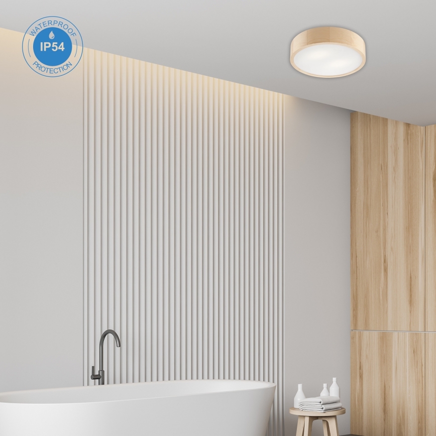 Loftlampe til badeværelse NATURAL 3xE27/15W/230V IP54 fyrretræ ø 37 cm - FSC certificeret