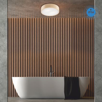 Loftlampe til badeværelse NATURAL 3xE27/15W/230V IP54 fyrretræ ø 37 cm - FSC certificeret