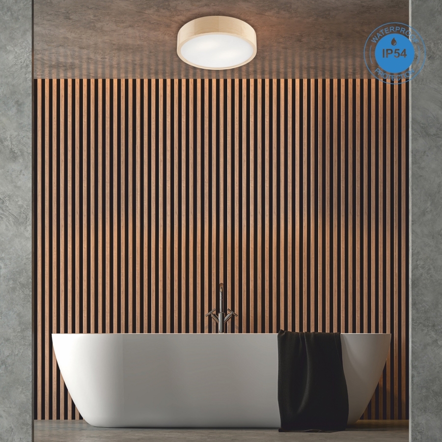 Loftlampe til badeværelse NATURAL 3xE27/15W/230V IP54 fyrretræ ø 37 cm - FSC certificeret