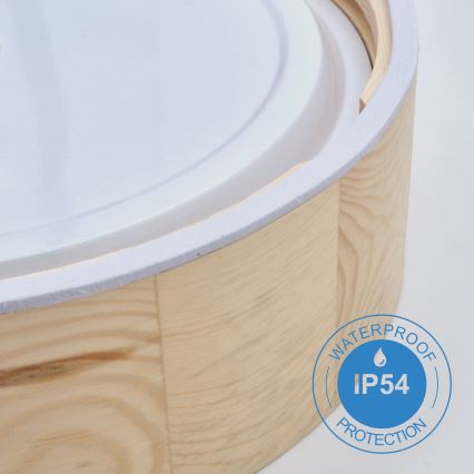 Loftlampe til badeværelse NATURAL 3xE27/15W/230V IP54 fyrretræ ø 37 cm - FSC certificeret