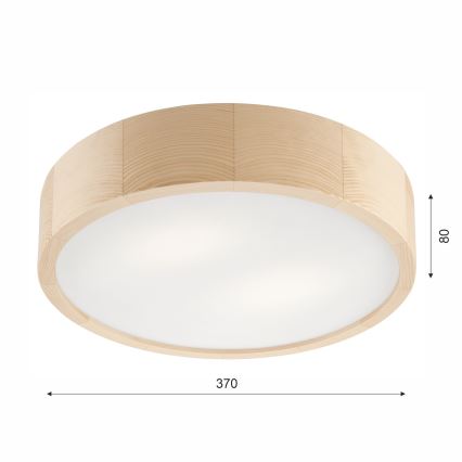 Loftlampe til badeværelse NATURAL 3xE27/15W/230V IP54 fyrretræ ø 37 cm - FSC certificeret