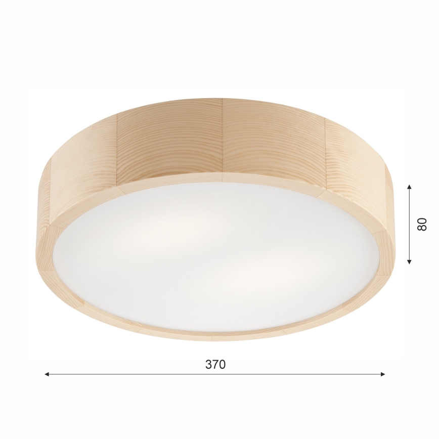 Loftlampe til badeværelse NATURAL 3xE27/15W/230V IP54 fyrretræ ø 37 cm - FSC certificeret