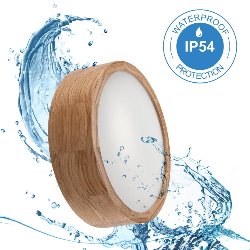Loftlampe til badeværelse OAK 2xE27/15W/230V IP54 eg ø 27 cm