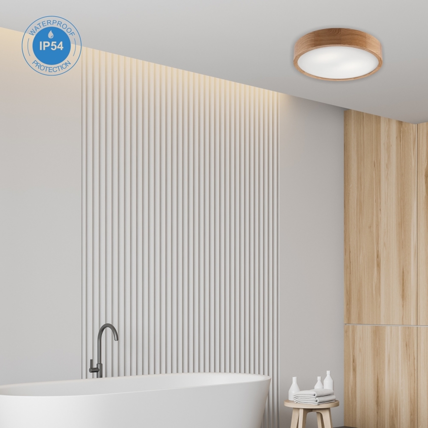 Loftlampe til badeværelse OAK 3xE27/15W/230V eg diam. 37 cm IP54 - FSC certificeret