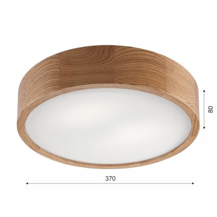 Loftlampe til badeværelse OAK 3xE27/15W/230V eg diam. 37 cm IP54 - FSC certificeret