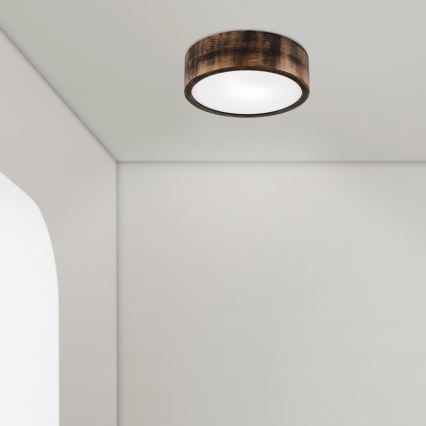 Loftlampe til badeværelse OAK SMOKY 2xE27/15W/230V IP54 ø 27,5 cm eg/brun