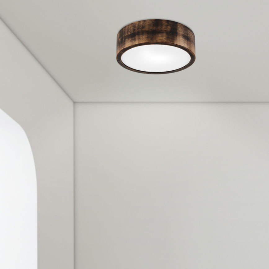 Loftlampe til badeværelse OAK SMOKY 2xE27/15W/230V IP54 ø 27,5 cm eg/brun