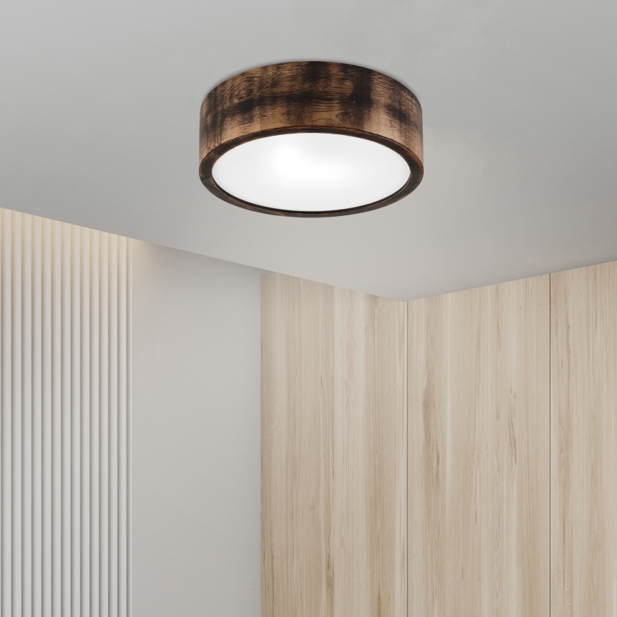 Loftlampe til badeværelse OAK SMOKY 2xE27/15W/230V IP54 ø 27,5 cm eg/brun