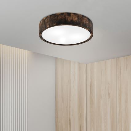 Loftlampe til badeværelse OAK SMOKY 3xE27/15W/230V IP54 ø 37,5 cm eg/brun