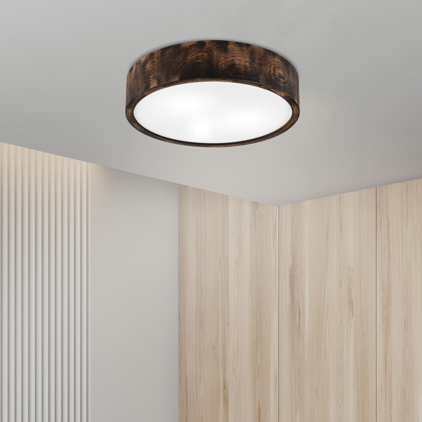 Loftlampe til badeværelse OAK SMOKY 3xE27/15W/230V IP54 ø 37,5 cm eg/brun