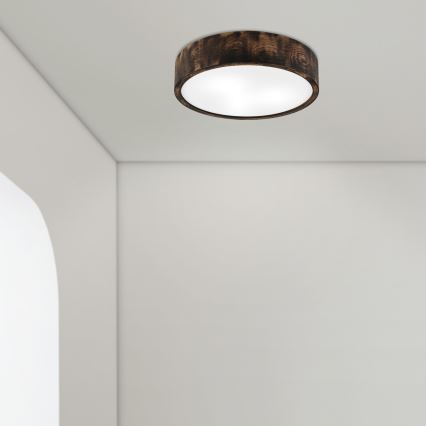 Loftlampe til badeværelse OAK SMOKY 3xE27/15W/230V IP54 ø 37,5 cm eg/brun