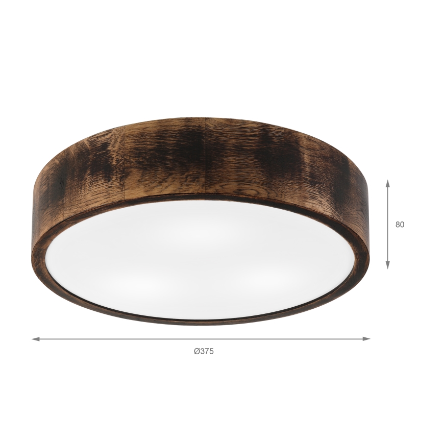Loftlampe til badeværelse OAK SMOKY 3xE27/15W/230V IP54 ø 37,5 cm eg/brun
