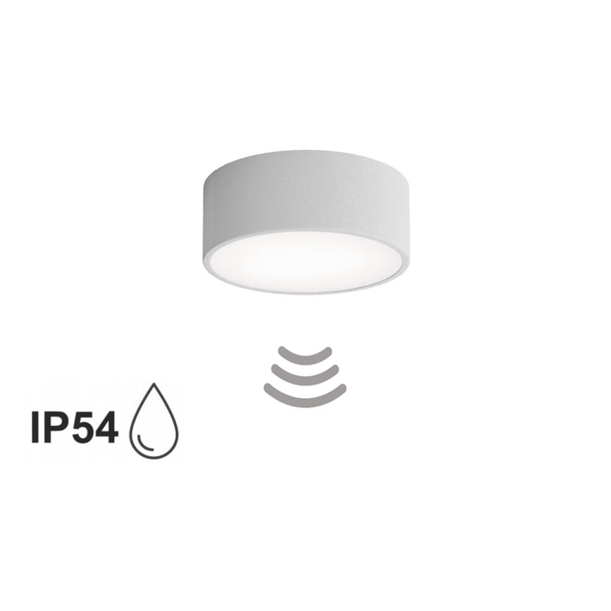 Loftlampe til badeværelset med sensor CLEO, 1xE27/24W/230V, Ø 20 cm, IP54, grå