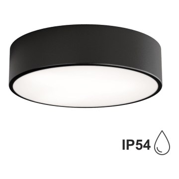 Loftlampe til badeværelset med sensor CLEO, 2xE27/24W/230V, Ø 30 cm, sort, IP54