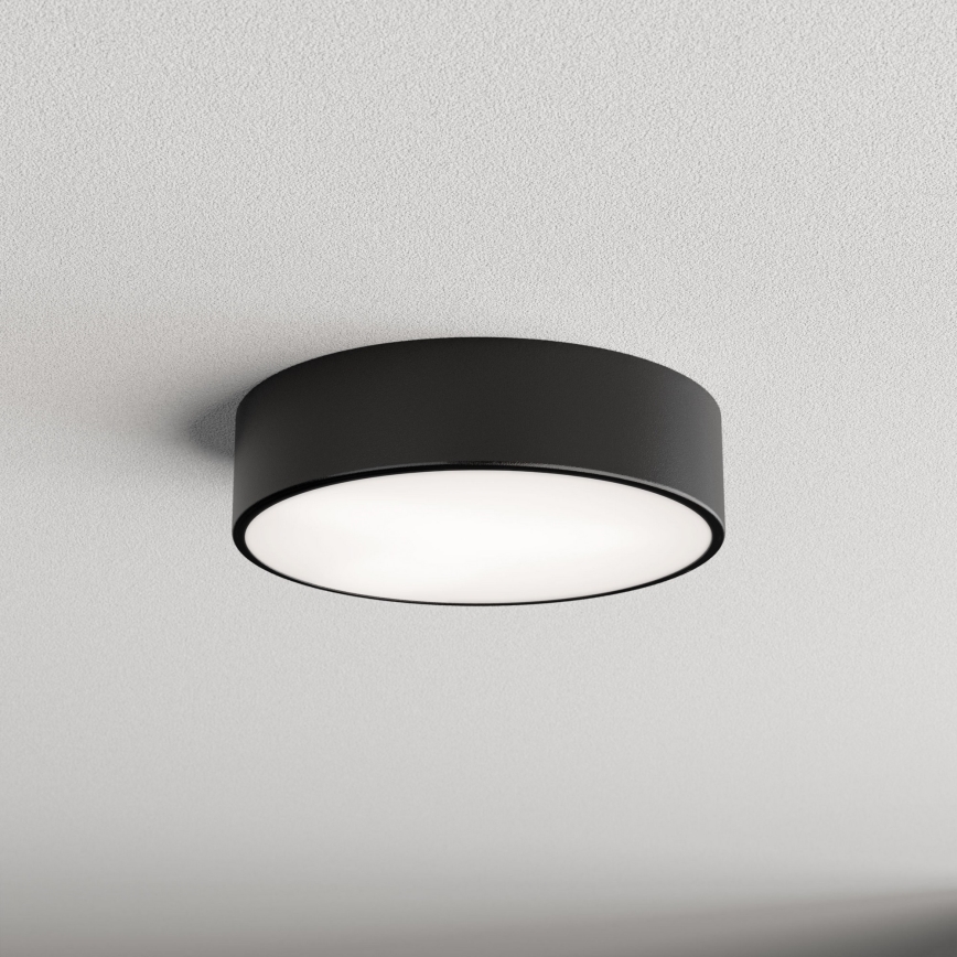 Loftlampe til badeværelset med sensor CLEO, 2xE27/24W/230V, Ø 30 cm, sort, IP54