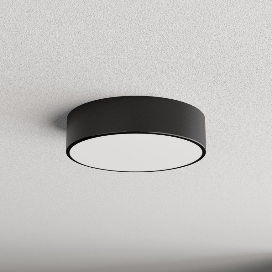 Loftlampe til badeværelset med sensor CLEO, 2xE27/24W/230V, Ø 30 cm, sort, IP54