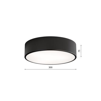 Loftlampe til badeværelset med sensor CLEO, 2xE27/24W/230V, Ø 30 cm, sort, IP54