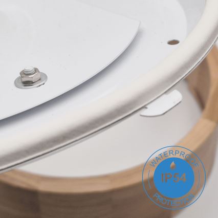 Loftlampe til badeværelset OAK 3xE27/15W/230V, egetræ, Ø 37 cm, IP54