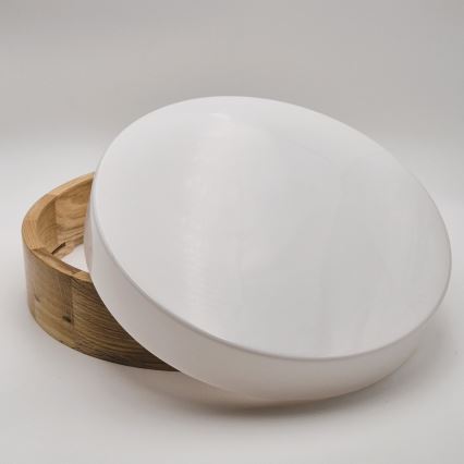 Loftlampe til badeværelset OAK 3xE27/15W/230V, egetræ, Ø 37 cm, IP54