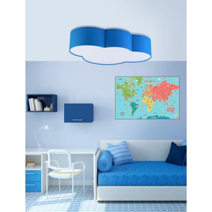 Loftlampe til børn CLOUD 4xE27/15W/230V blå