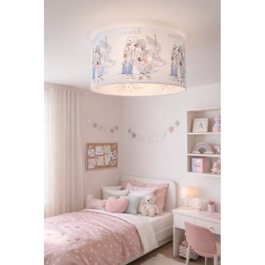 Loftlampe til børn GIRLS VIBES 1xE27/60W/230V Ø 40 cm Paris