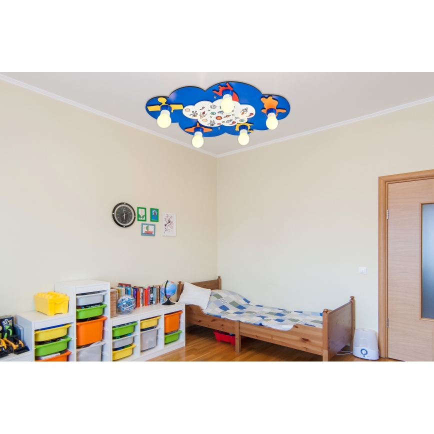 Loftlampe til børn LUCCA 5xE27/24W/230V blå