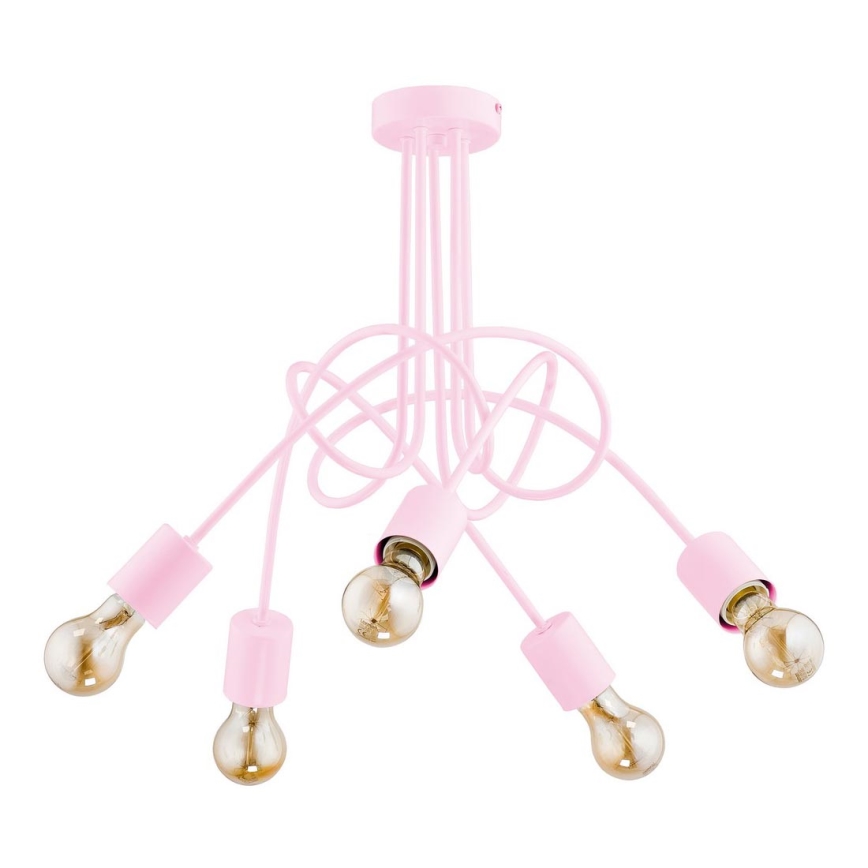 Loftlampe til børn TANGO 5xE27/60W/230V pink