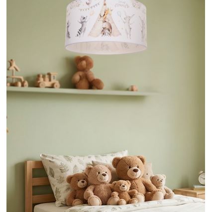 Loftlampe til børneværelset KIDS ROOM 1xE27/60W/230V Ø 40 cm med dyremotiv