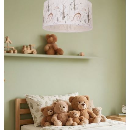 Loftlampe til børneværelset KIDS ROOM 1xE27/60W/230V Ø 40 cm med søde dyrefigurer