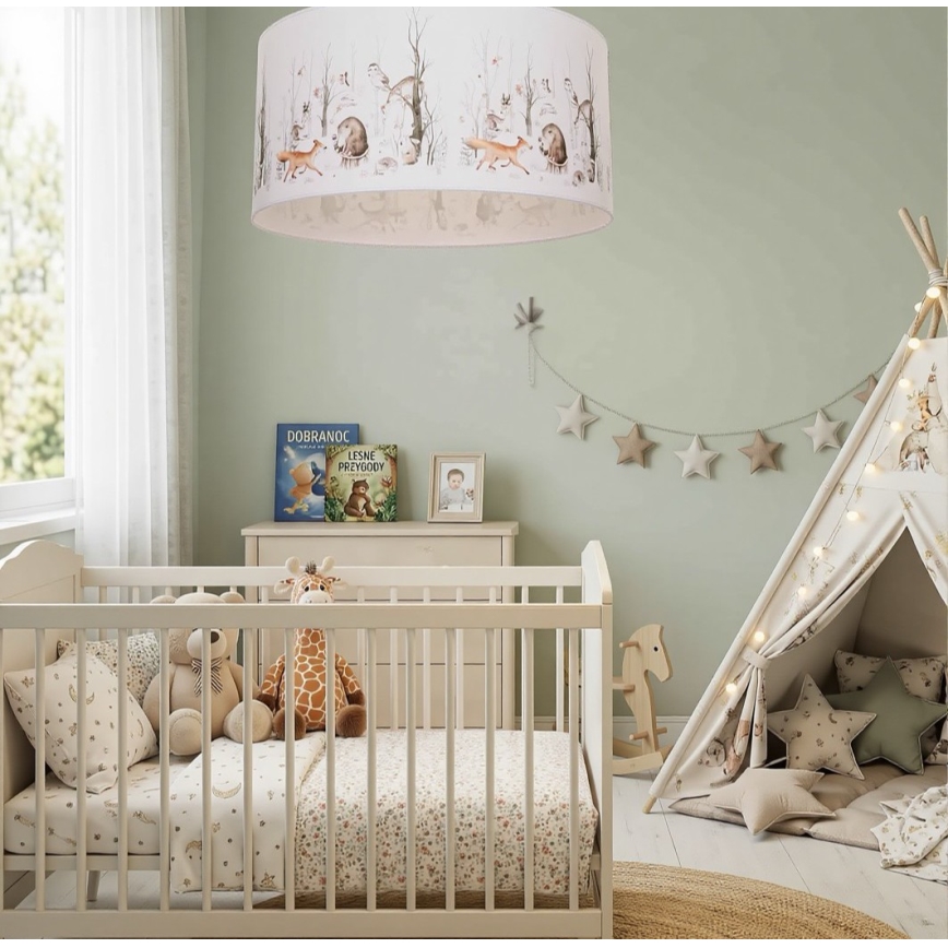 Loftlampe til børneværelset KIDS ROOM 1xE27/60W/230V Ø 40 cm med søde dyremotiver